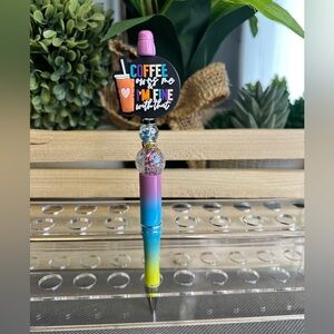 🌸4/$25 Beadable Rainbow pen coffee owns me topper